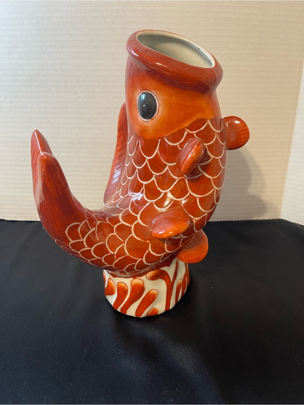 Vibrant Orange Ceramic Fish Vase - Decorative Home Accent
